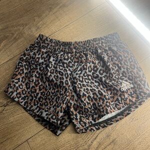 Adidas Girls Leopard Print Athletic Shorts